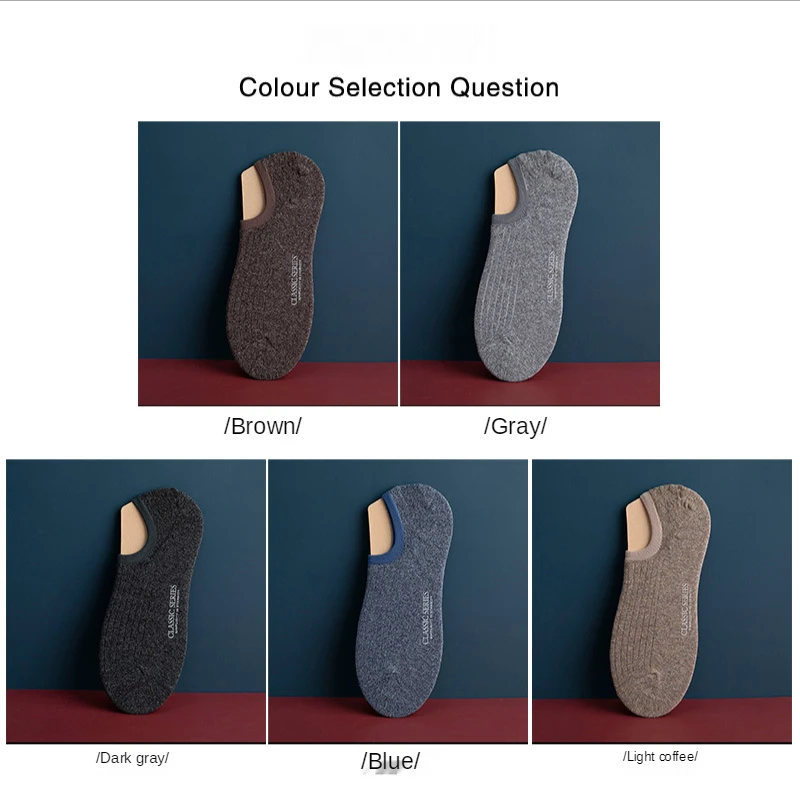 4 pairs Men Invisible Short Socks Men's Cotton Shallow Thin Boat Socks Autumn Winter Deodorant Sweat-absorbing No Show Socks
