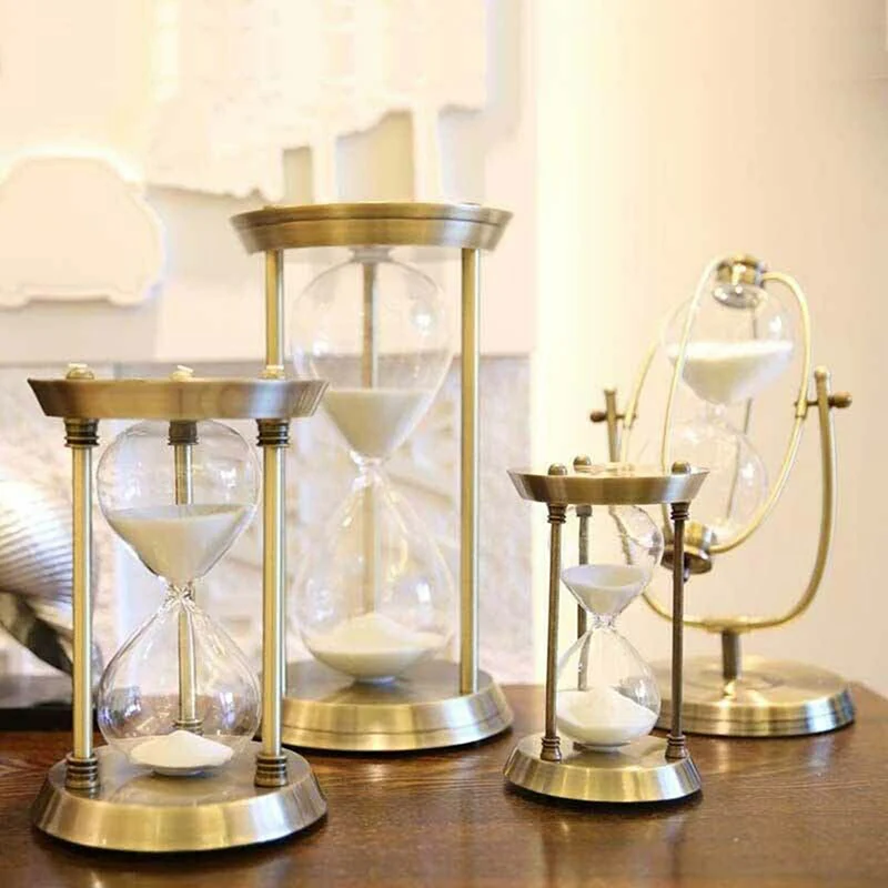 

15/30/60 Minutes Clear Hourglass Sandglass Sand Clock Timers Iron Frame Gift Modern Home Decorations Ornament BDF99