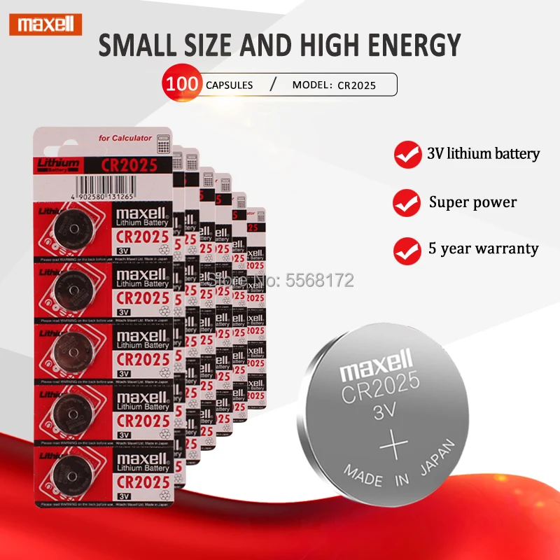100 шт. батарейки для maxell cr2025 ECR2025 BR2025 DL2025 KCR2025 LM2025 3 в|Часовые батарейки| |