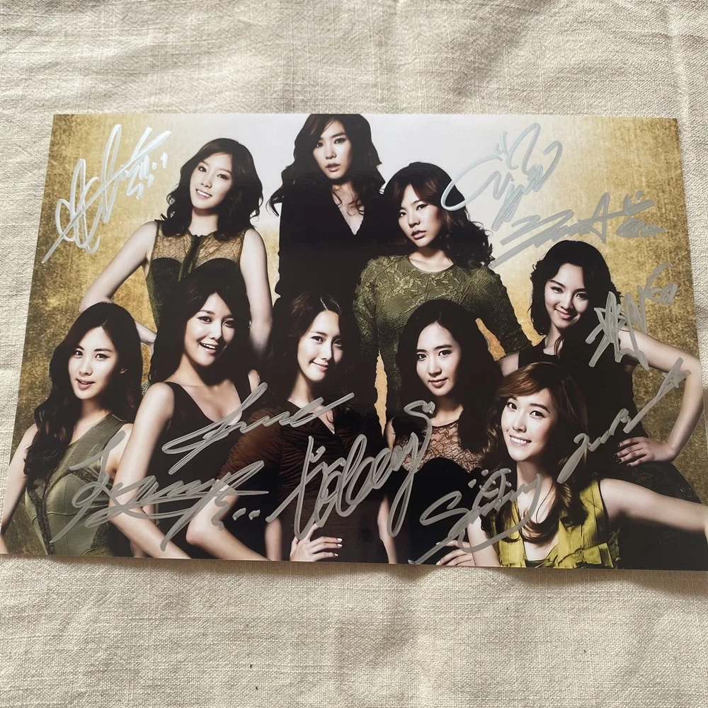 Ручная подпись SNSD с автографом групповая фотография 9 дюймов K-pop редкий 112020B | Дом
