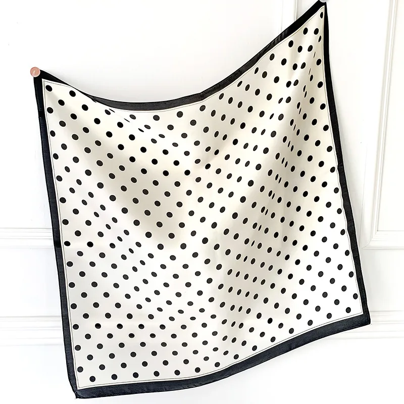 

2020 Luxury Square Silk Scarf Women Luxury Polka Dot Shawls and Wraps Fashion Small Bag Scarves Hair Tie Bandanas Hijab 70*70Cm