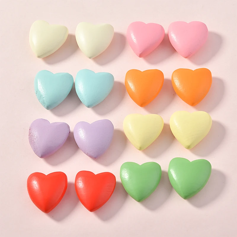 

Новый стиль 50 шт/партия цветной принт мультфильм 3D сердца деревянные бусы в виде diy ювелирные изделия серьги/одежда Кулон Аксессуар