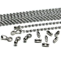 5 meter 1 5 2 2 4 3 2mm stainless steel ball bead chains bulk connector clasps for diy necklace dog tags keychain jewelry making