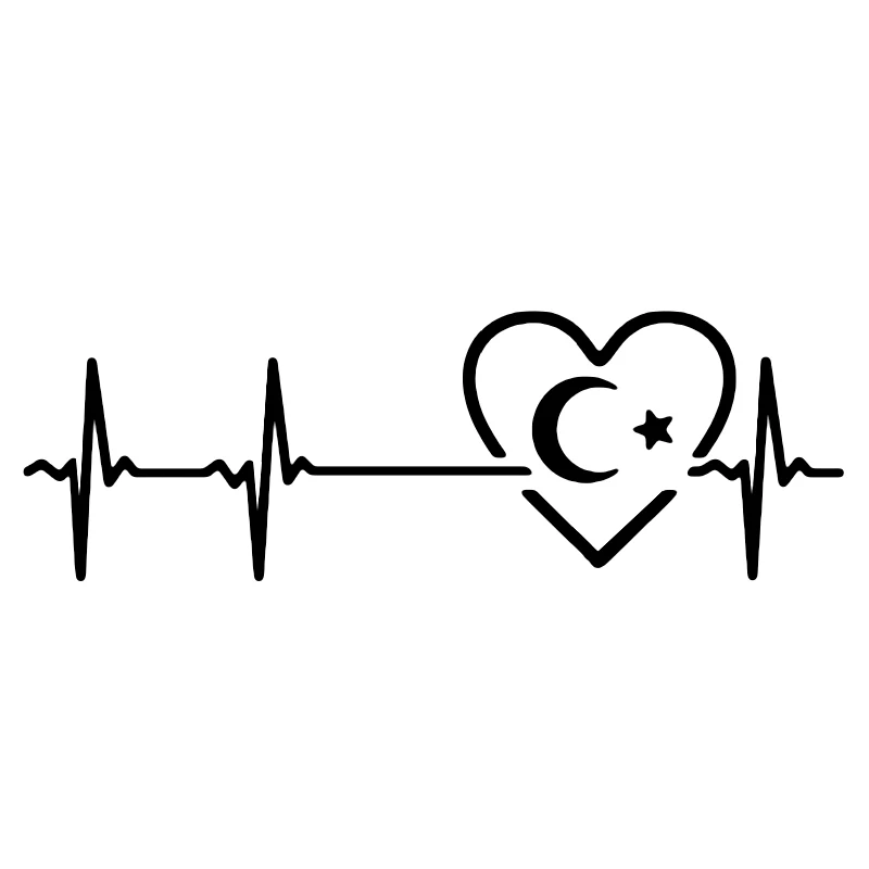 30x10 см высечка виниловая наклейка Турецкий флаг полумесяц сердцебиение