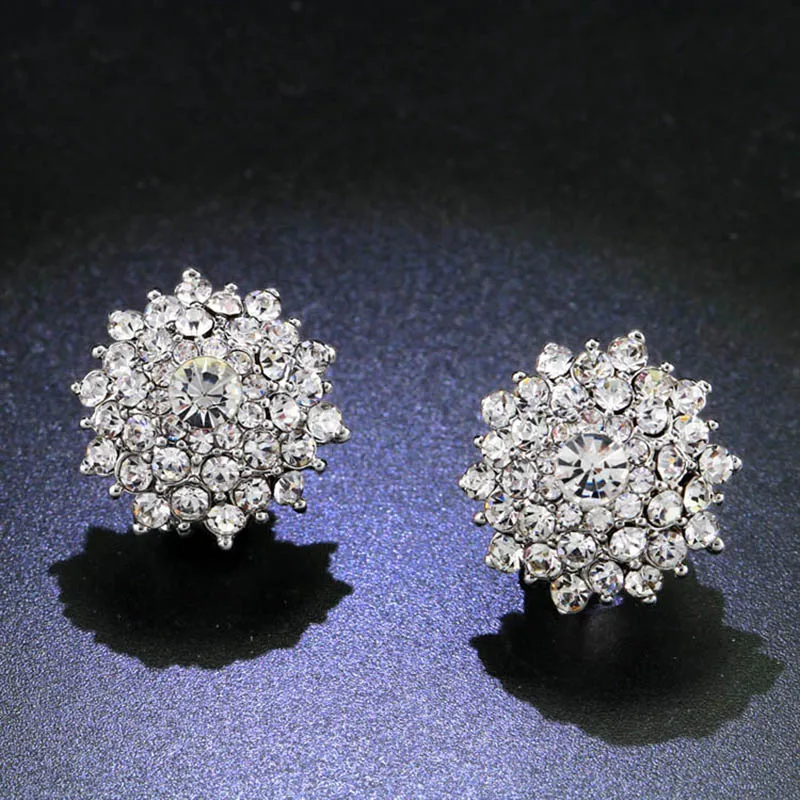 Большие черные серьги OCESRIO с кристаллами для женщин круглые выложенные клипсы