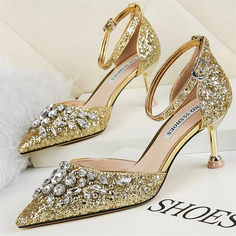 Новинка 2019 года женские босоножки на высоком каблуке 6 см свадебные туфли-лодочки