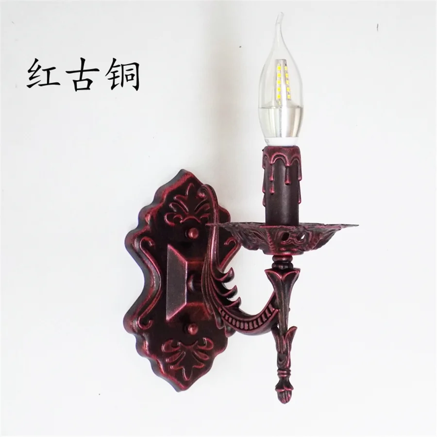 

European Retro Iron Light Fixtures Corridor Bedside Mirror Front Room Hotel Teahouse Coffee Shop Farm Garden Candle Wall Lamp
