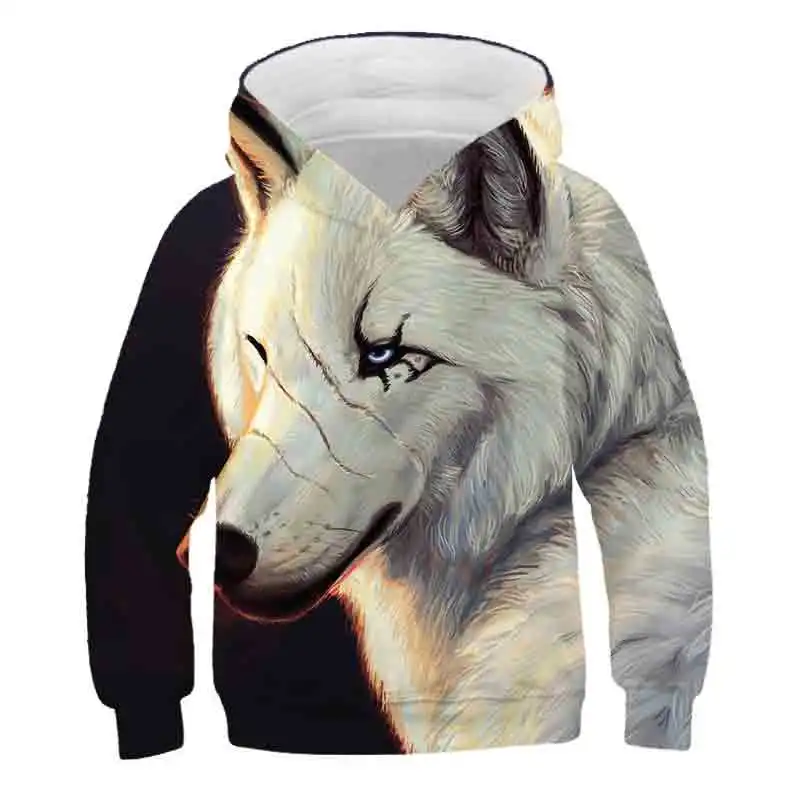 

3D Printing Cartoon Anime Wolf King Children's Pullover 2021 Winter Boys And Girls Casual Cute Hoodies Tops O-Neck Baby Clothing