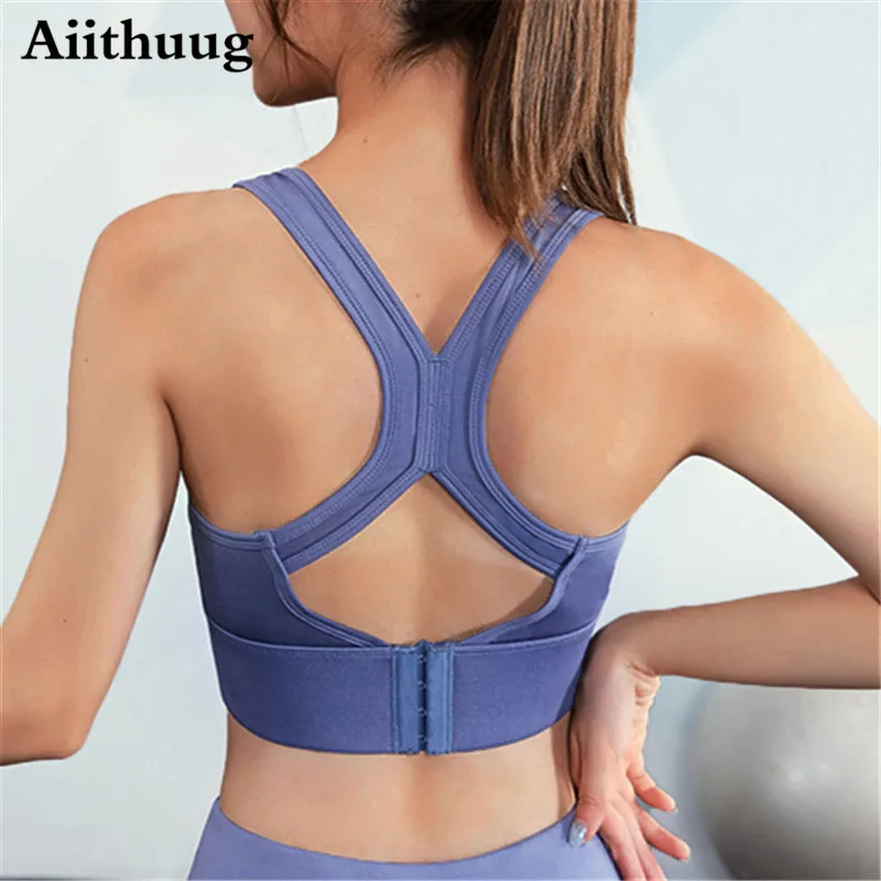 

Aiithuug Women's High Impact Support Wirefree Plus Size Workout Bounce Control Sports Bra Full Support Racerback Sports Bra