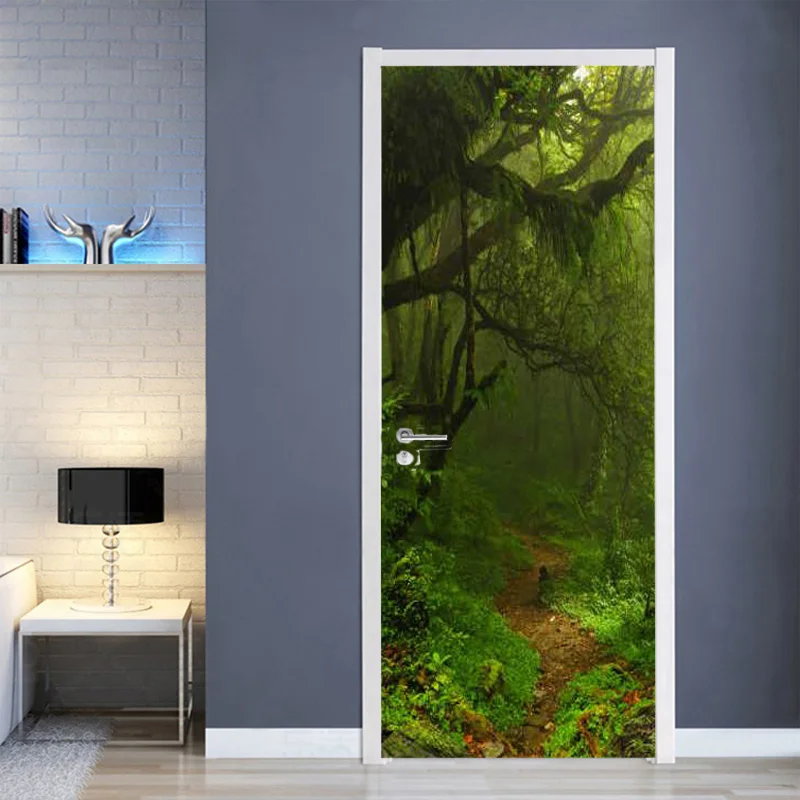 

Self adhesive Forest tree natural scenery door sticker 3d wallpaper,living room bedroom home decoration