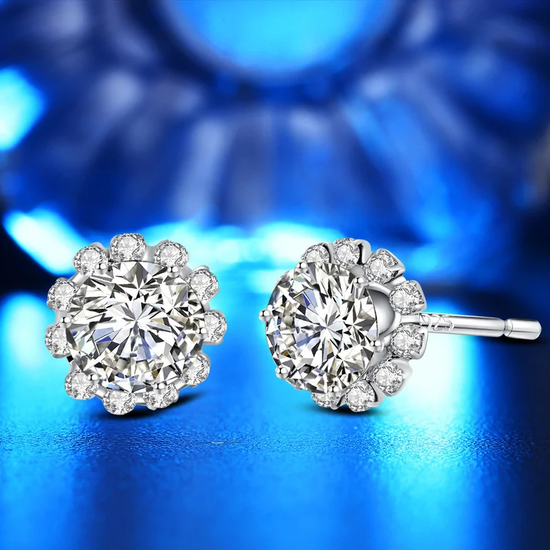 

S925 Silver Needle Hot Sale Round Zircon Earrings Women New Style Temperament Light Luxury Micro Inlay Elegant High-grade Sense