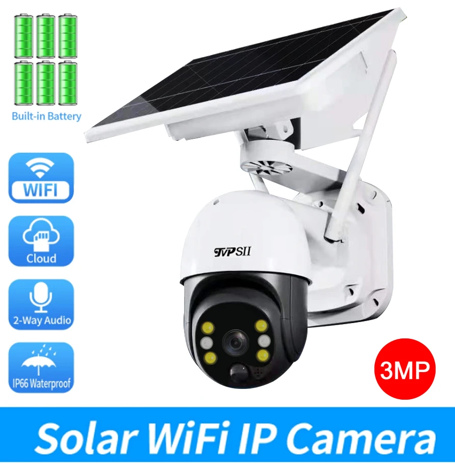 

Cell phone remote 360 degree rotation 3MP 128G outdoor dual audio AI manual detection IP WiFi PTZ speed dome solar camera