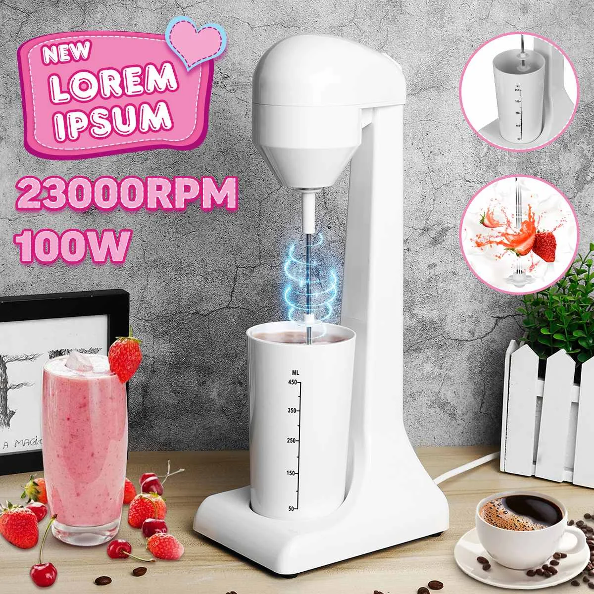 

Becornce Electric Milk Frother Portable Cocktail Blender Coffee Blender Mixing Blender Multifunctional Food Maker Milkshake 220V