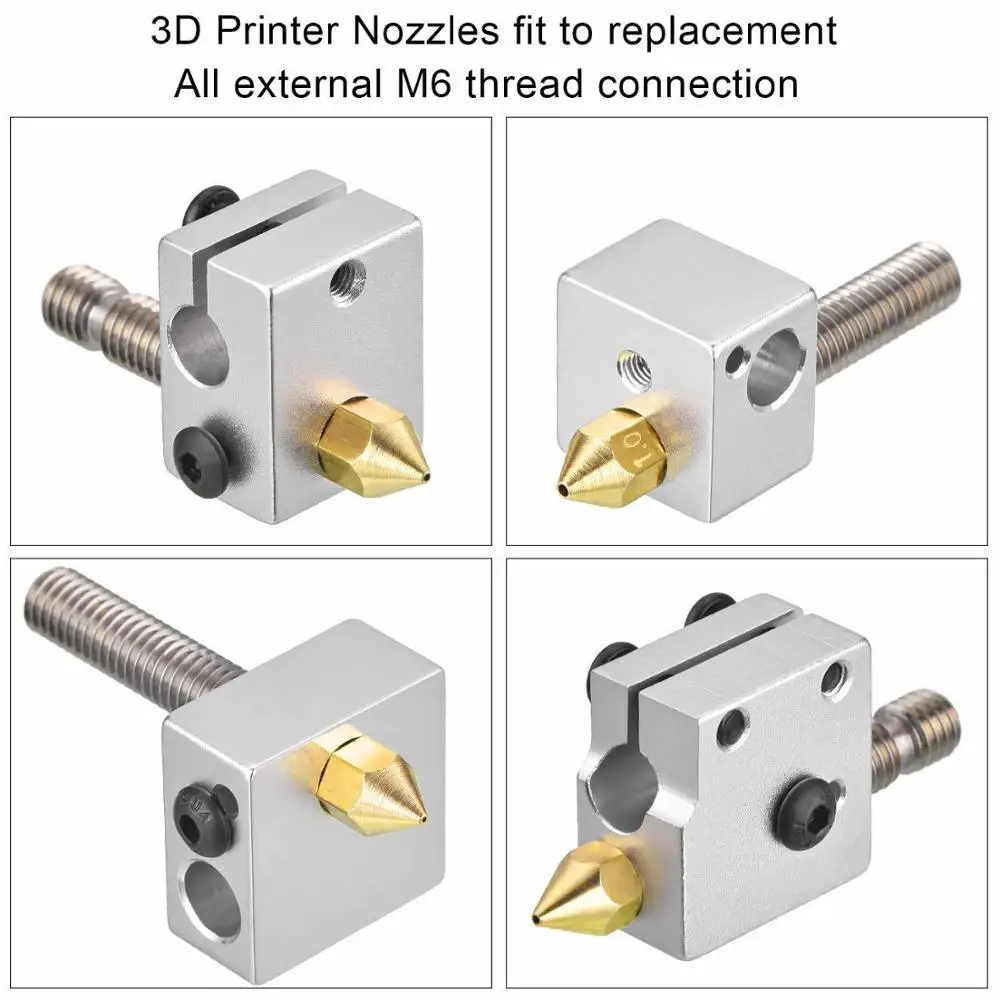

MK7 MK8 Nozzle 0.4mm 0.3mm 0.2mm 0.5mm 0.6mm Copper 3D Printers Parts Extruder Threaded 1.75mm Filament Head Brass Nozzles Part