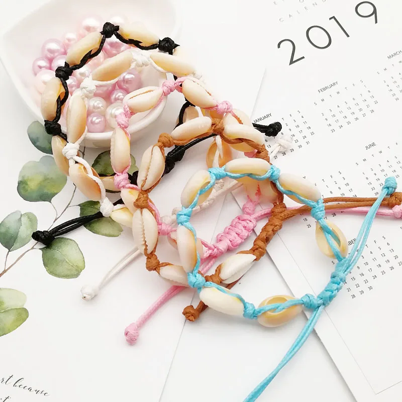 2019 Ins Shell браслет для женщин Femme Регулируемая белая веревка Seashell ноги лодыжки