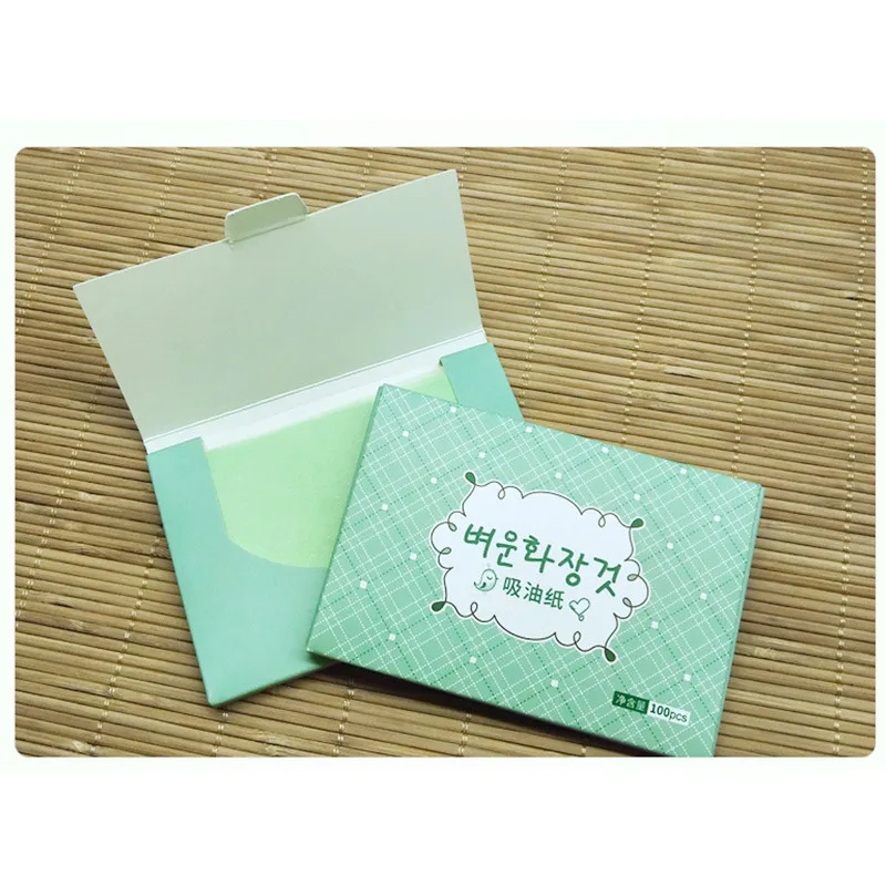 100 листов/уп Зелёный Чай лица Матирующие салфетки Бумага очищающее масло для