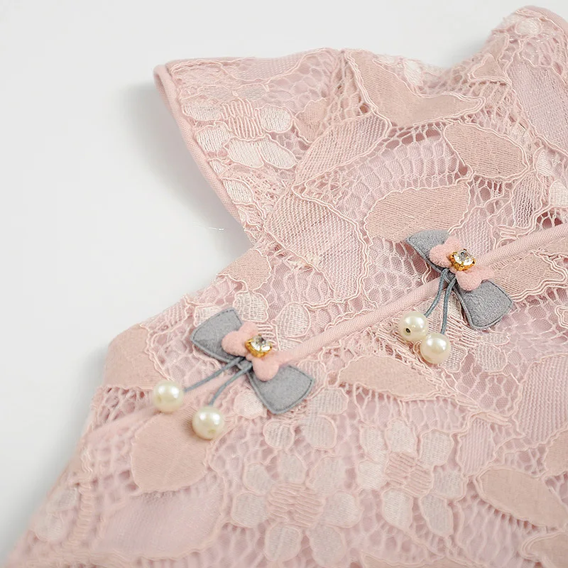 Чонсам в китайском стиле летняя детская одежда для девочек кружевное платье