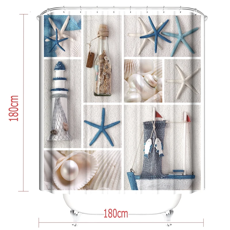 Новинка 2020 занавеска для душа в пляжном стиле с принтом ванной комнаты