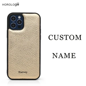 Horologii Personalized Luxury Mobile Phone Cover Case for Iphone 13 12 11 14 Pro Max Leather Gold Dropship