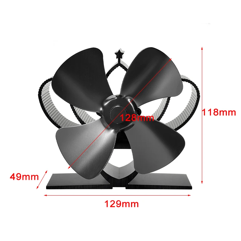 

Mini Black Stove Fan 4 Blade Fireplace Fan Heat Powered komin Wood Burner Eco Fan Friendly Quiet Home Efficient Heat Distribute