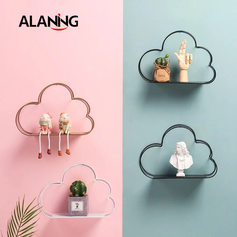 Железная настенная подвесная полка для хранения в форме облака без отверстий