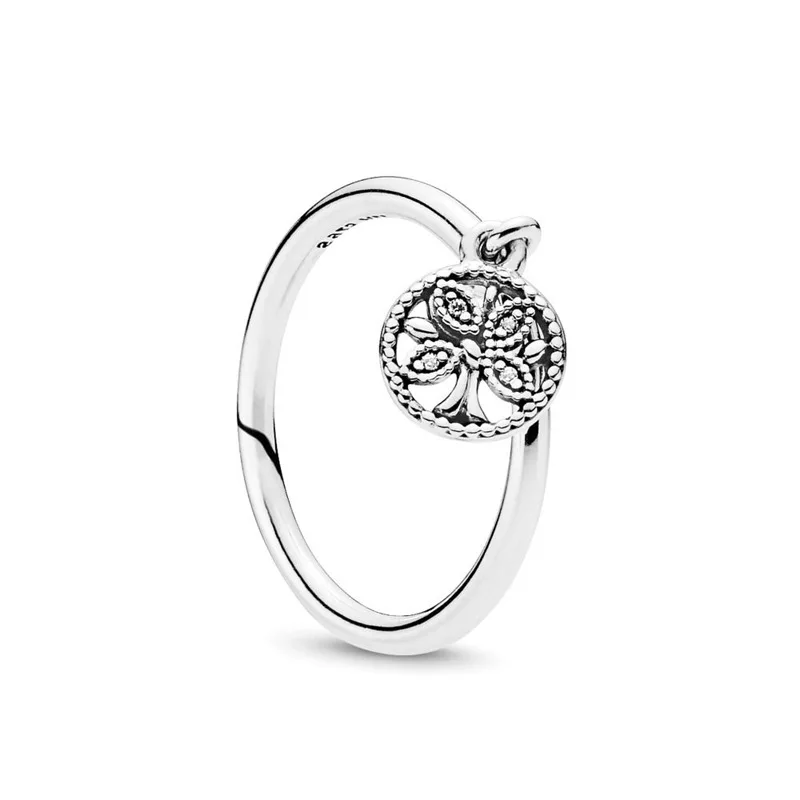 Pan family Весна новая жизнь листья дерева S925 Серебряное кольцо семейное heritage