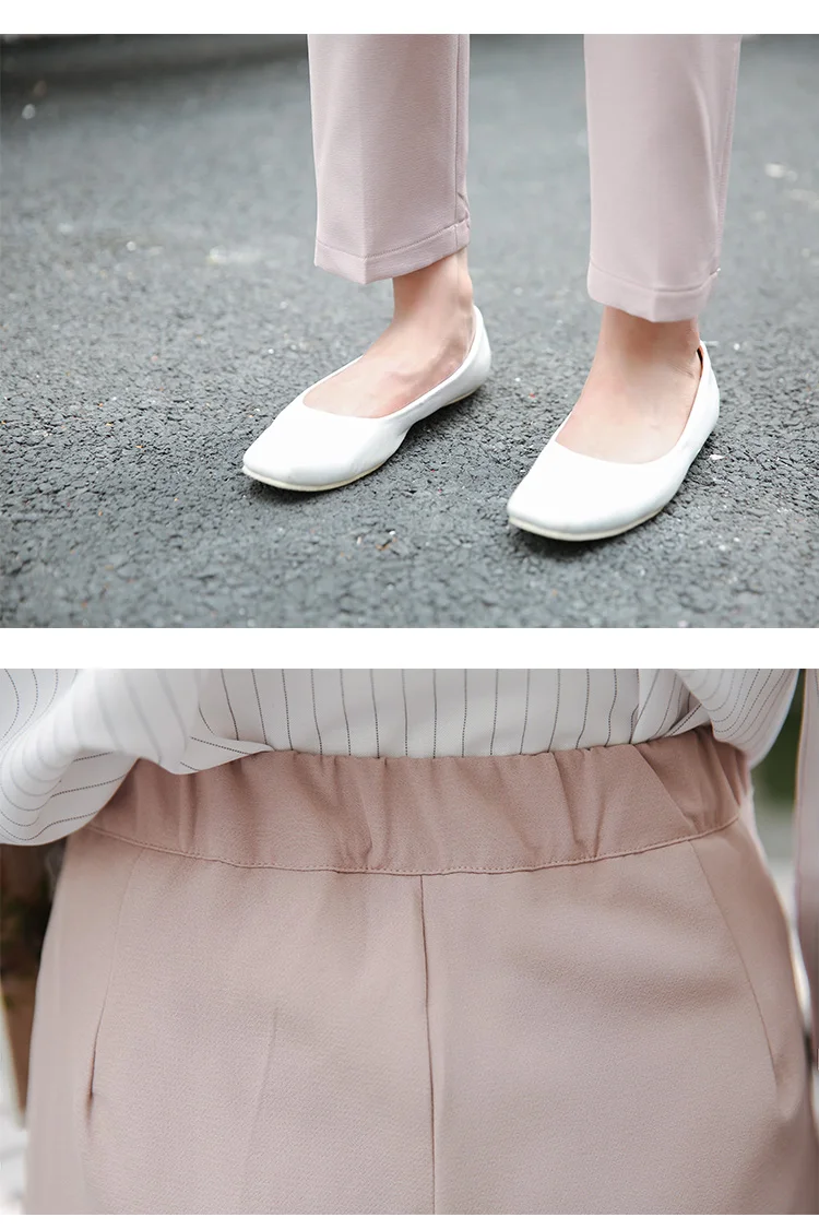 

Office Lady Elastic High Waist Elegant Pants Women Spring Summer 2020 Pocket Solid Pencil Bottoms Pants Pink Pantalon Femme