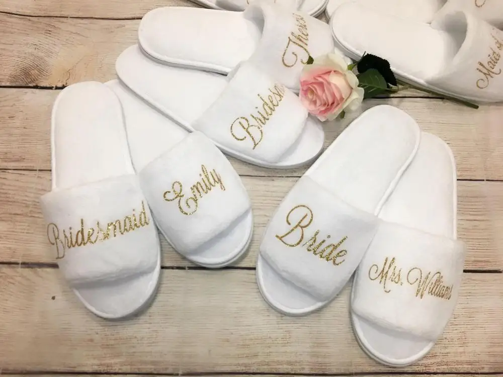 Индивидуальные свадебные тапочки для невесты девочек с цветами подарок на
