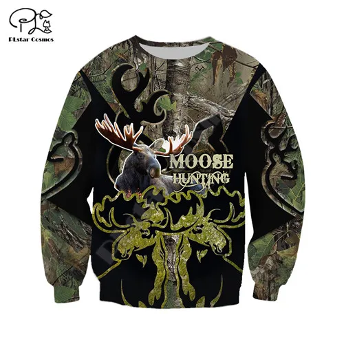 

Men Unisex Animal Camo Moose Hunting Hunter Hoodies Causal Pullover Fashion 3D Print Zipper/Sweatshirt/Jacket harajuku tracksuit