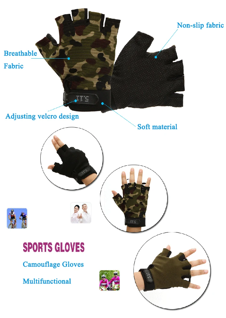 Тактические перчатки для велосипеда с полупальцами противоскользящие езды на