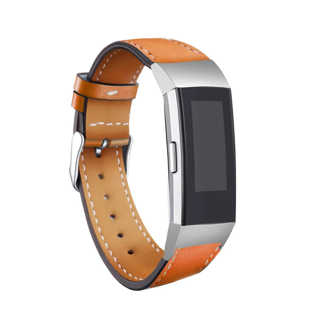 Orange Ремешок из натуральной кожи, сменные Ремешки для наручных часов для Fitbit Charge 3 Charge3, сменные Смарт-часы для фитнеса - Цвет ремешка: Orange