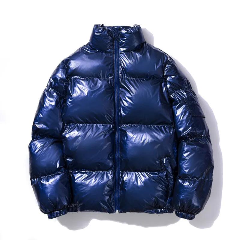 

PARKLEES Autumn Winter New Mens Metallic Casual Down Puffer Jacket Coats Stand Collar Zip Thick Warm Bubble Jackets Parka