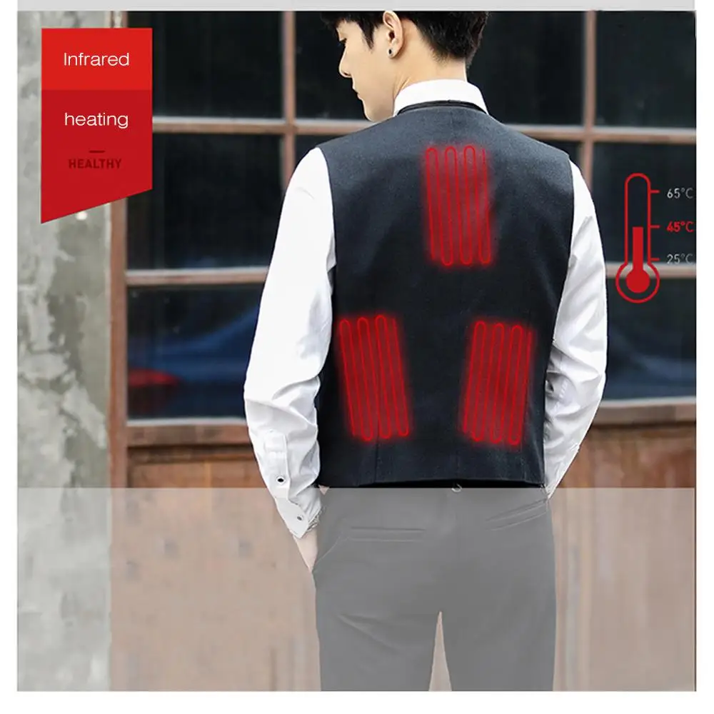 

Whole Smart Fiber Charging Heating Men Suit V Neck USB Charging Fever Vest Formal Jacket Heating Vest 40P