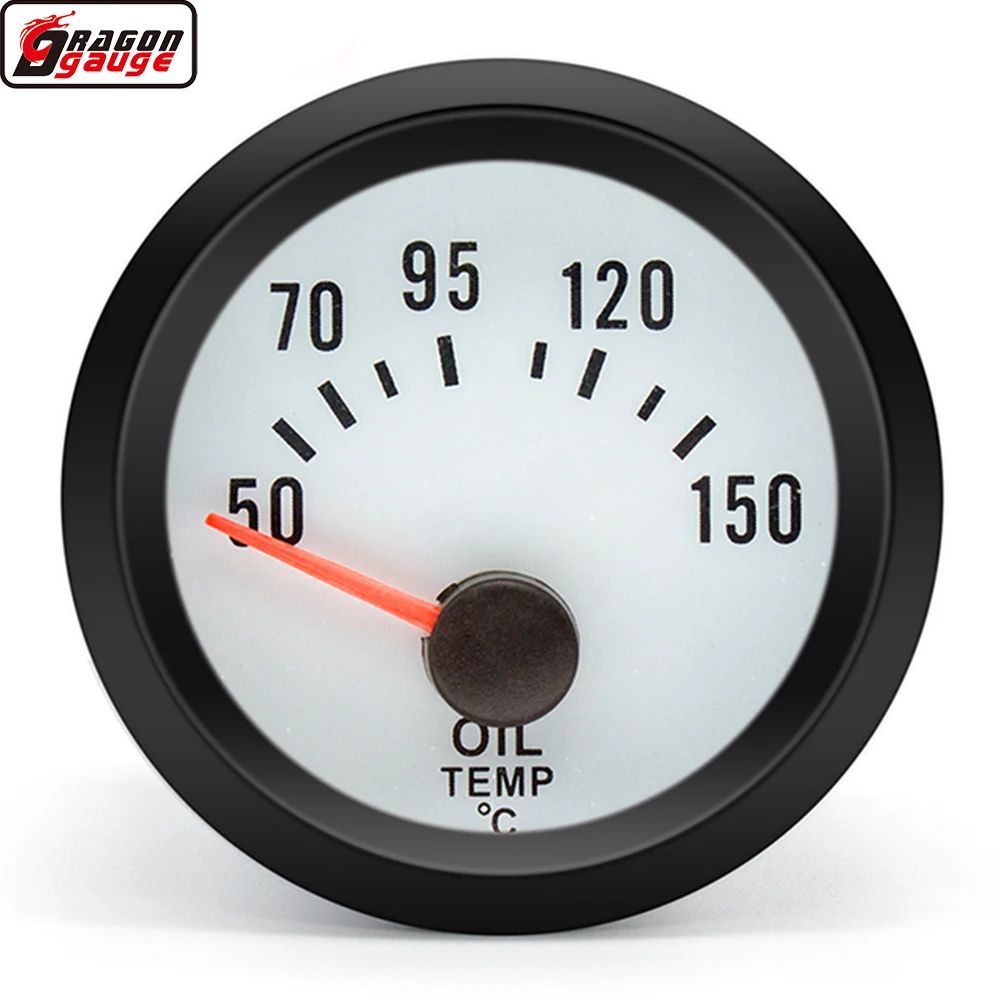 Датчик температуры масла Dragon 52 мм в черном корпусе измеритель с синей подсветкой