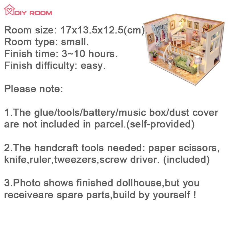 

Doll House Home Mini Bedroom Dollhouse Kit Miniature Room Roombox Puzzle Wooden Birthday Gift for Girls Dropshipping