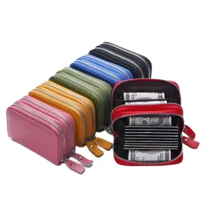 Модный женский Чехол-кошелек из натуральной кожи с двойной молнией и отделением для карт