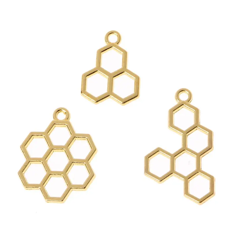 

3Pc Bee Honeycomb Open Back Bezel Pendants, DIY Metal Frame Pendant, Open Bezel Charms ,Open Bezel Setting UV for Resin Jewelry