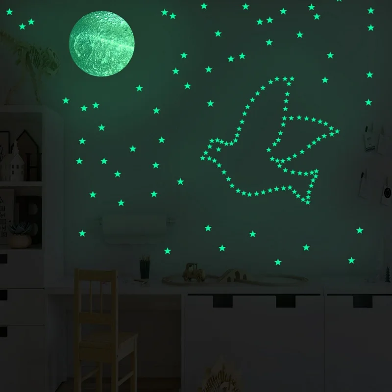 

Zollor DIY Luminous Stars Moon Dots Wall Sticker Fluorescence Self-adhesive Kids Room Decoration Light up Night Wall Stickers