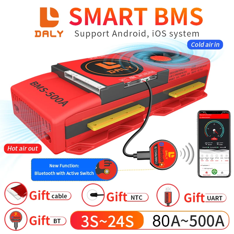 Smart BMS 4S LiFePo4 12V 48V 30A 60A 80A 100A 120A 150A 200A 250A 300A 400A 3S 32S Li Ion LTO 7S 8S 12S 13S 16S 24S|Аксессуары для