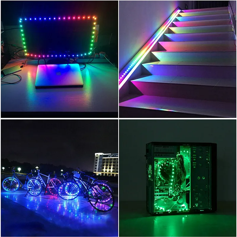 

CLAITE DC5V 1M 2M 3Meter WS2812 SMD5050 Waterproof Smart IC USB LED Strip Light 17 Keys Remote Control