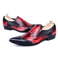 korean mens nightclub stage show pointed leather shoes british style retro contrast daily breathable