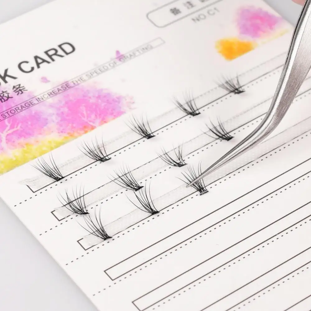 

10Pcs Grafting Eyelash Blossom Stick Card with Adhesive Tape Lash Extension Set
