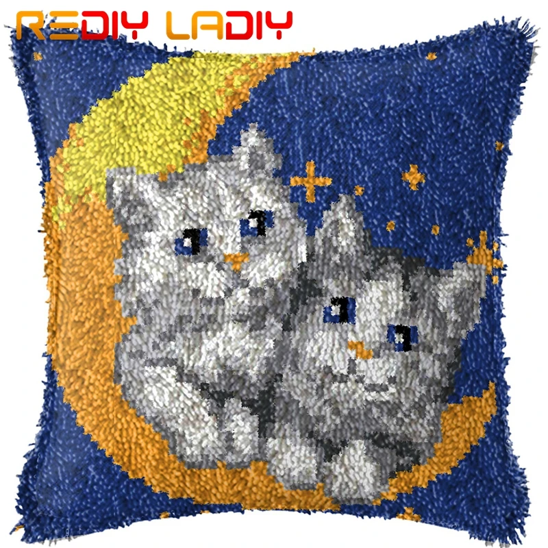 

Latch Hook Cushion Cartoon Snowboy Pillow Case Printed Color Canvas Acrylic Yarn Latched Hook Pillow Crochet Cushion Cover Kits