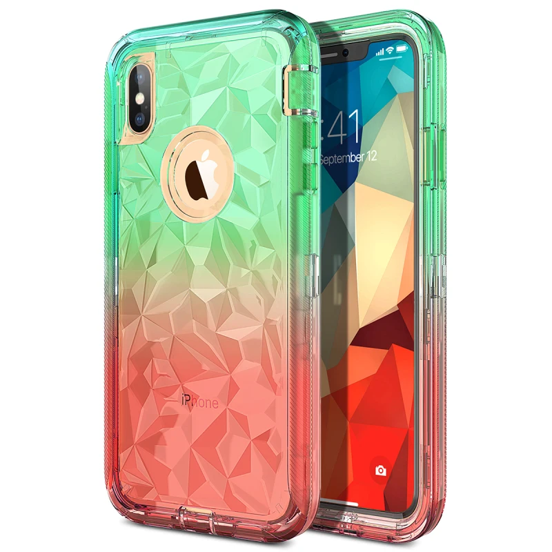 Цветной Твердый чехол с градиентом для iPhone X XS Max 8 7 6 Plus чехол для телефона защитный чехол Fundas Coque для iPhone 8 7 Plus
