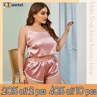 plus size solid color cami top loose shorts sexy sleepwear wholesale pajamas women silk homewear large ct market 12732