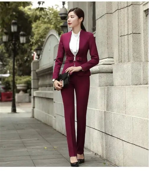 Модная винная официальная форма дизайнерские профессиональные брючные костюмы
