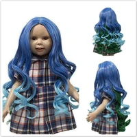 ombre blue purple long hair doll wig korea high temperature fiber doll wigs made for 18 american doll