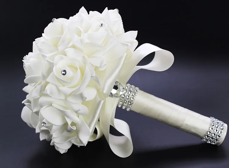 Hot Wedding Flowers Bridal Bouquets Ribbon Artificial Wedding Bouquet Romantic