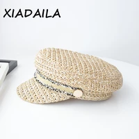2020 new high quality design military caps wisk material women straw hat with popular breathable visor cap sun hat