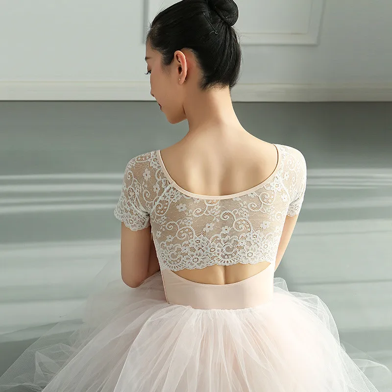 

2022 New Round Collar Lace Adult Gymnastics Costume Kids Dance Leotards For Girls Dance Wear Ballet Leotards For Women